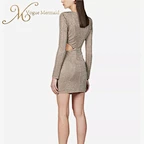 long sleeve rhinestone dress for party