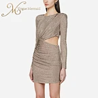 long sleeve rhinestone dress